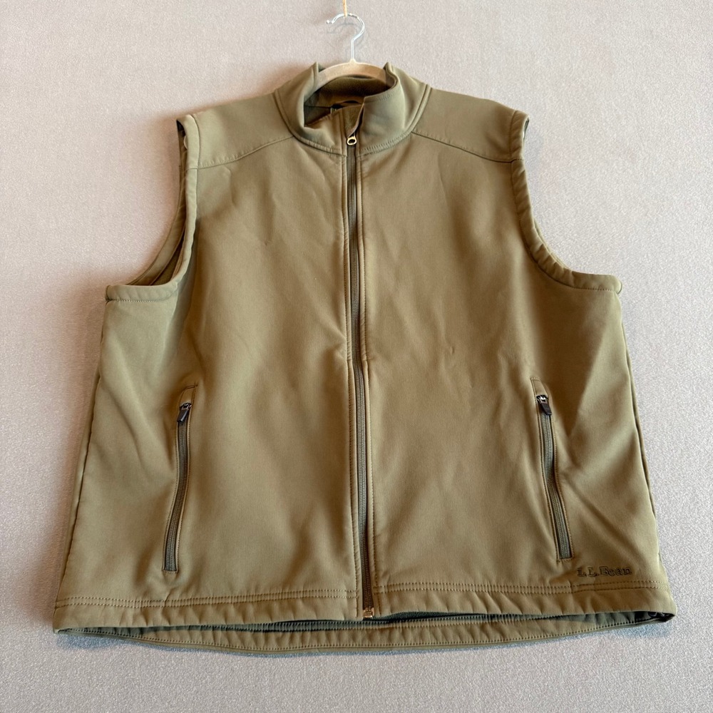 L.L.Bean Men's Softshell Vest Full Zip Olive Green XL Regular